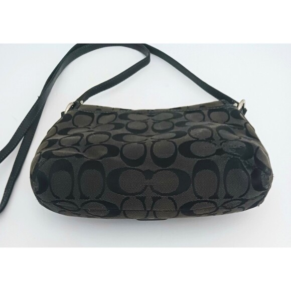 Coach Buckle Flap Front Blk Logo Jacquard Crossbody Patent Strap/Trim 9X6.5 - Picture 6 of 11